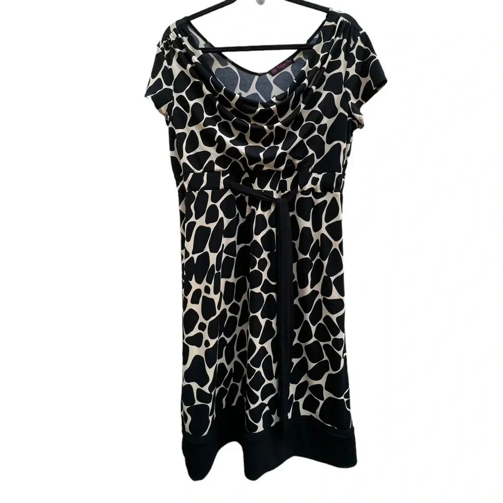 Volume One‎ Animal Print Size Large Dress Tie at Waist Black Tan